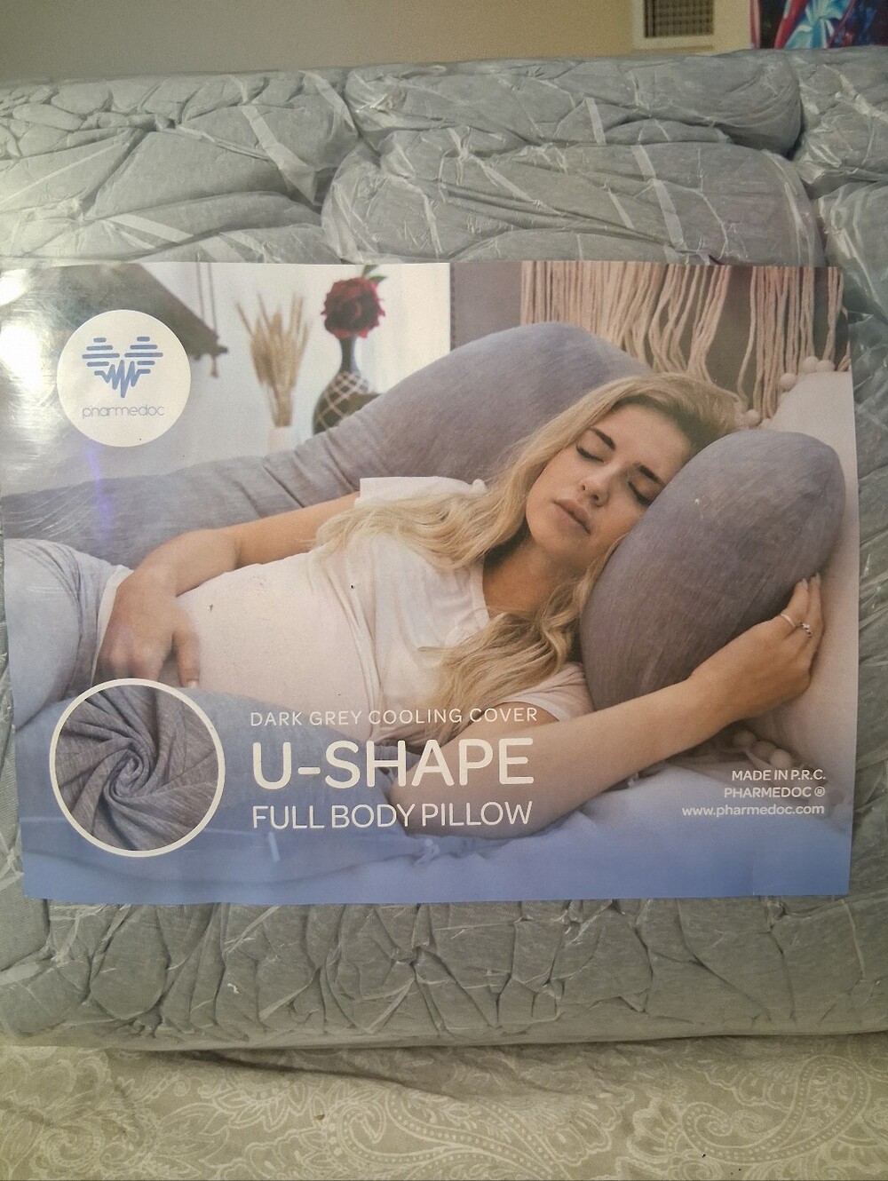 Pharmedoc U-Shape Full Body Pillow, With Cooling Cover